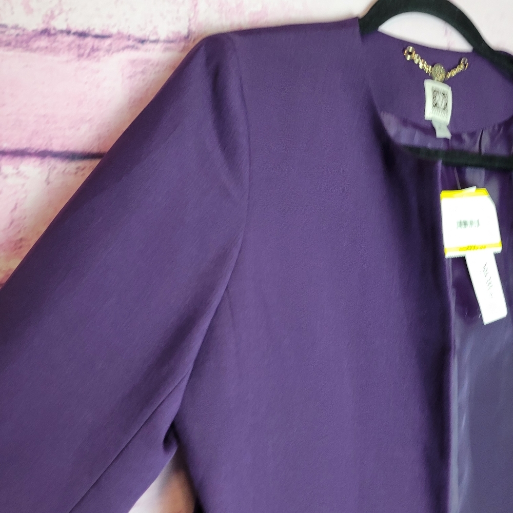 ANNE KLEIN BLACKBERRY CORDIAL OPEN FRONT WORK CAREER DRESS LONG LENGTH JACKET M - Picture 4 of 13